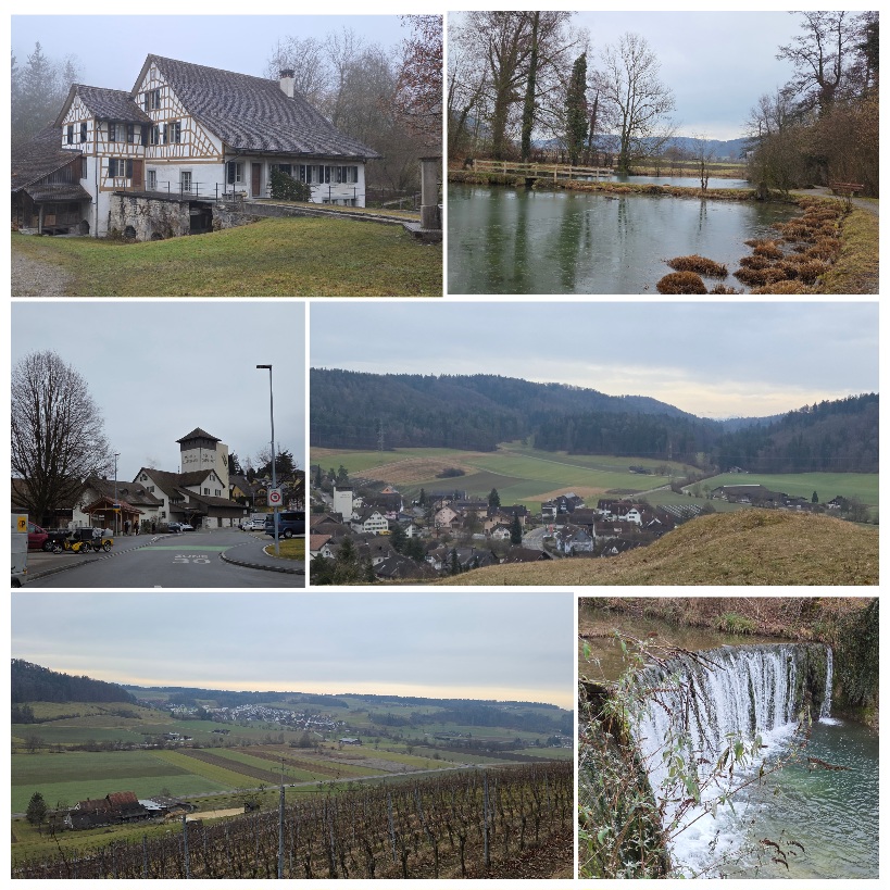 Zäme unterwägs: Wandere, Natur gniesse und lustig ha.  Wanderung Nr. 02 - 2026  - Rund um Embrach  Embrach - Wildbach ... Chlostergumpenweiher - Oberembrach - Rebhalde, Wildbach - Embrach  Mit dem Auto geht’s Richtung Zürcher Unterland (Bezirk Bülach). Nun erlebe ich ein Bad der Gefühle – wie wird wohl das Wetter sein? Und ja: Bis Embrach habe ich tatsächlich alle Möglichkeiten erlebt. Am Bahnhof angekommen ist das Wetter nicht gerade optimal. Kopf hoch – da müssen wir jetzt durch.