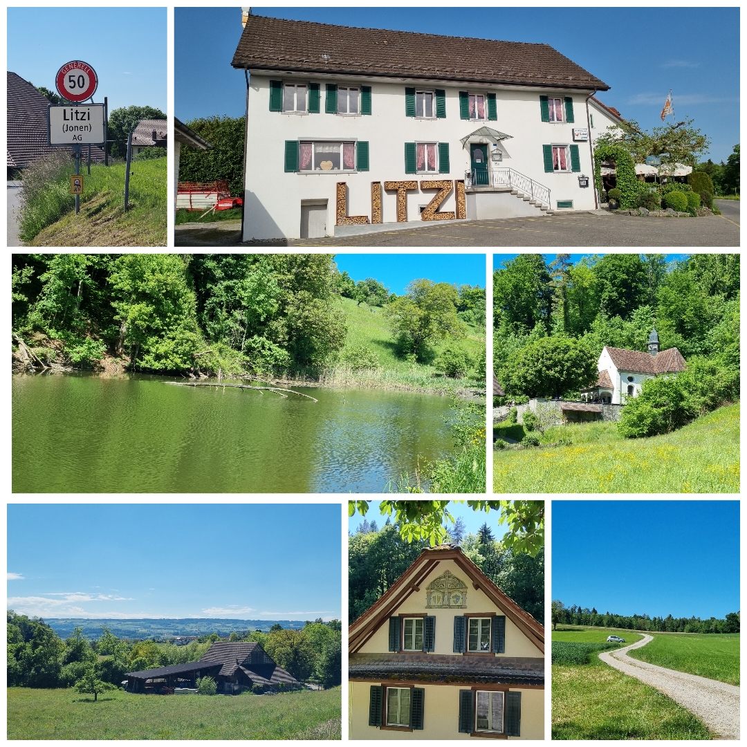 Sonntagsausflug nach Jonen – Weiler Litzi & Restaurant Litzi  Heute ist Muttertag – und trotzdem feiern einige von uns mit dem Club!  Mit guter Laune starte ich ins Reusstal, doch schon beim nächsten Dorf: Umleitung! Kein Problem – ich folge brav der Umleitung und schaffen es trotzdem pünktlich zum Bahnhof Hedingen. Dort sammle ich ein paar Mitfahrer*innen ein.